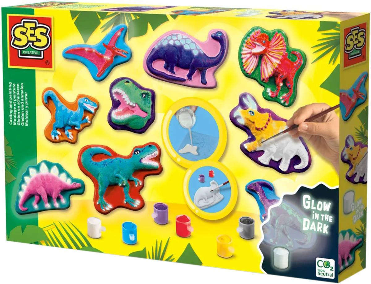 SES CREATIVE Odlévání a malování ze sádry Barevní dinosauři kreativní set v krabici