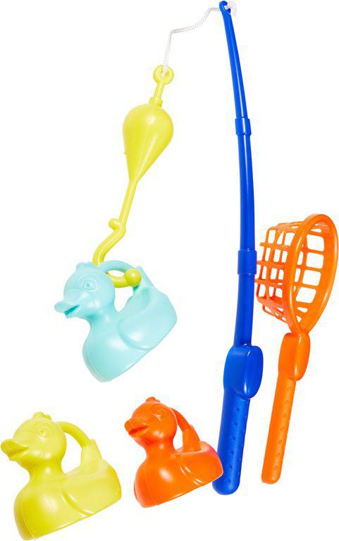 ECOIFFIER Baby hra dětský rybolov set 3 kachničky s rybářským prutem a podběrákem