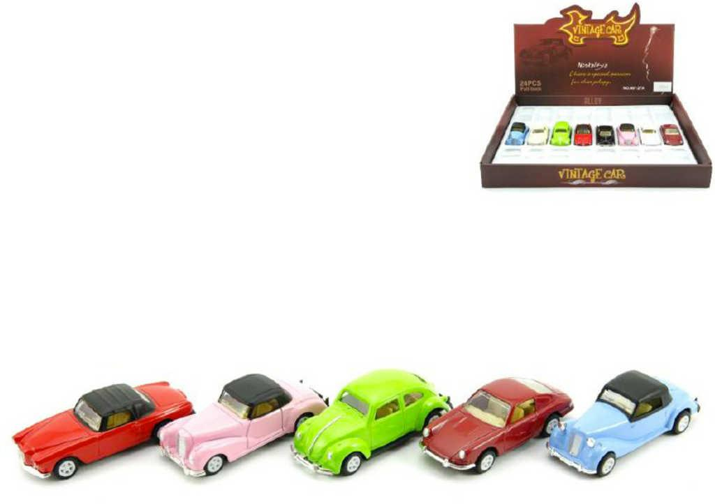 Auto veterán 8cm retro model kovový na zpětné natažení různé druhy