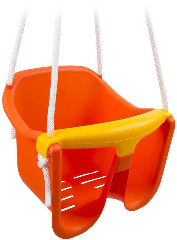 Baby houpačka plastová se zábranou Oranžová skořepina závěsná pro nejmenší