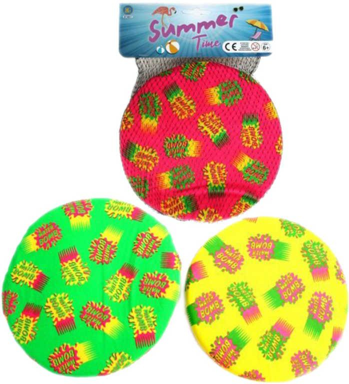 Vodní bomba 18cm textilní létající disk do vody 3 barvy v síťce