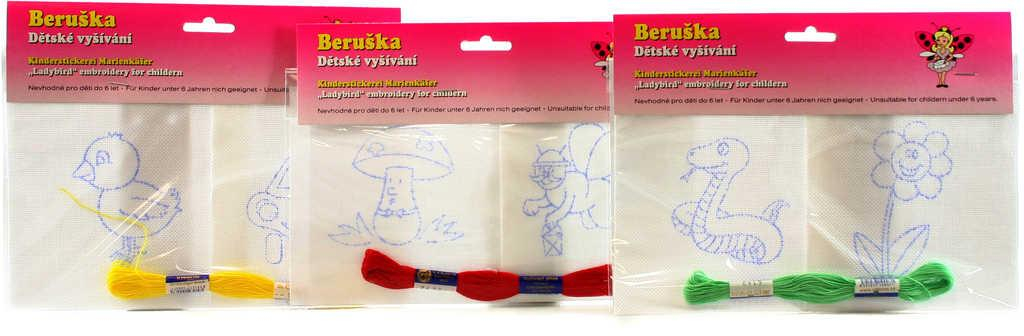 Dětské vyšívání set 2 obrázky s bavlnkami různé druhy v sáčku