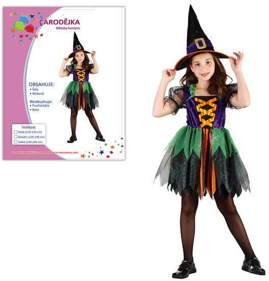 KARNEVAL Šaty ČARODĚJKA vel. S (110-120 cm) 4-6 let KOSTÝM v2