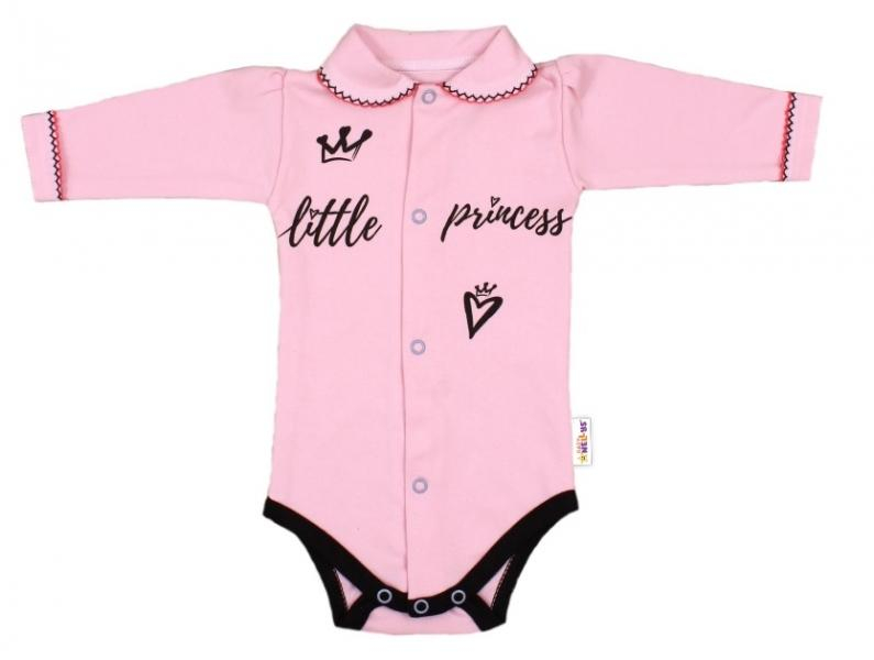 Baby Nellys Body dlouhý rukáv s - límečkem, růžové Little Princess - 56 (1-2m)