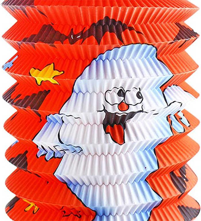 Lampion Halloween duch oválný 15cm set s hůlkou na baterie na svíčku Světlo