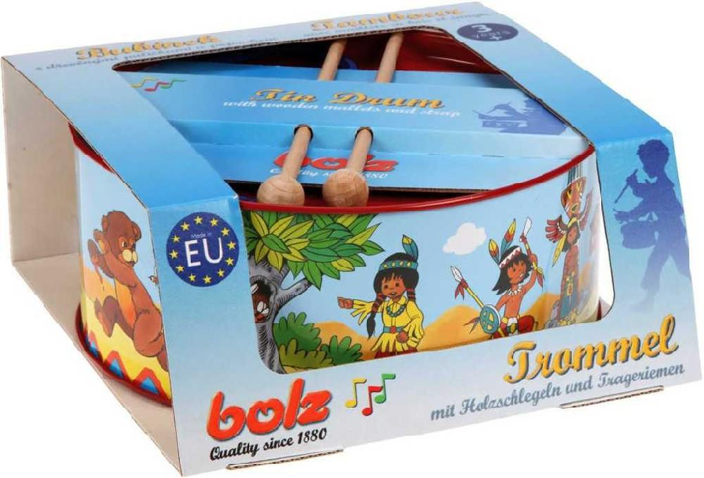 BOLZ Bubínek dětský potisk indiáni kov 20cm set se 2 paličkami