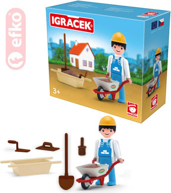 EFKO IGRÁČEK Zedník se stavebními kolečky a doplňky v krabičce STAVEBNICE