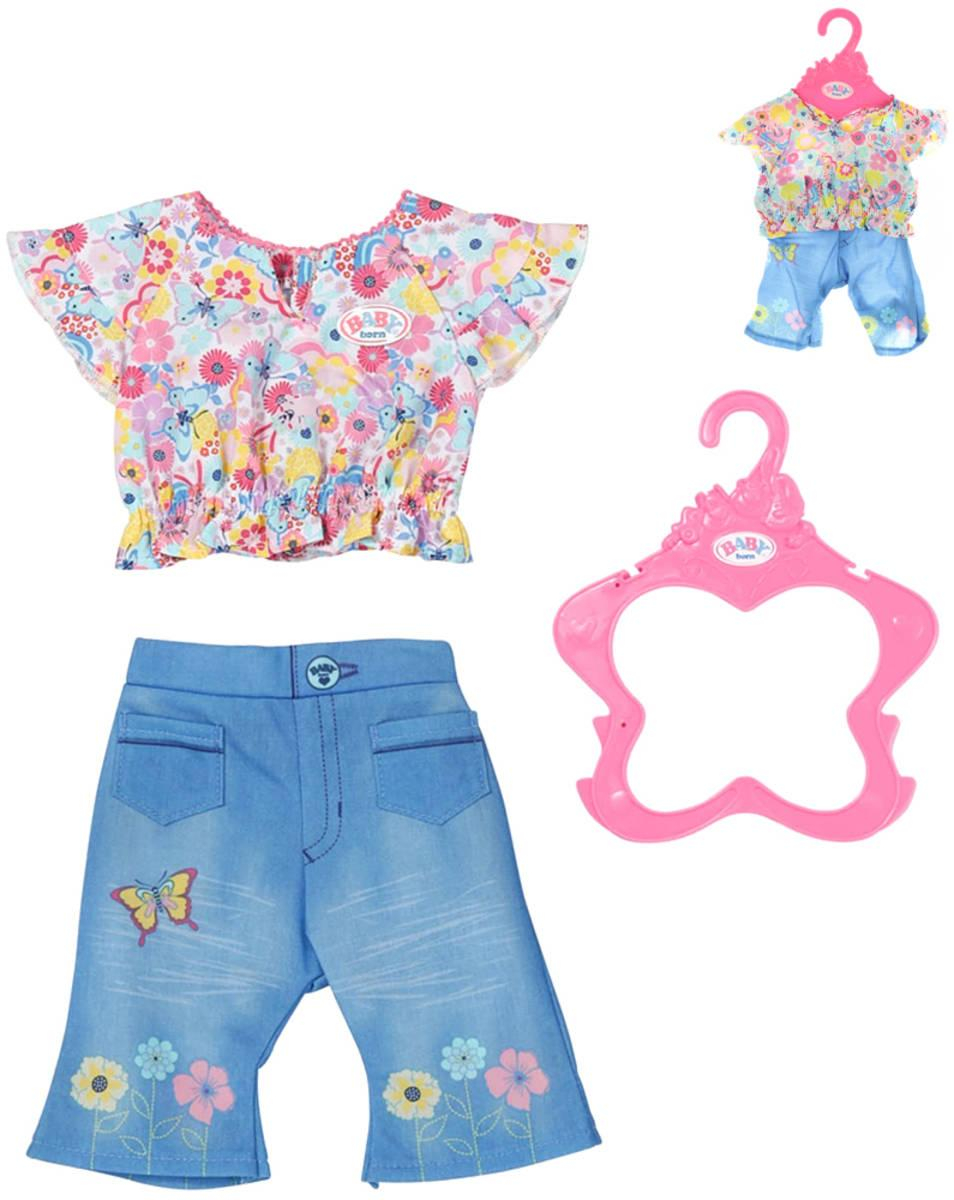 ZAPF BABY BORN Džíny a halenka set oblečení pro panenku miminko s věšákem