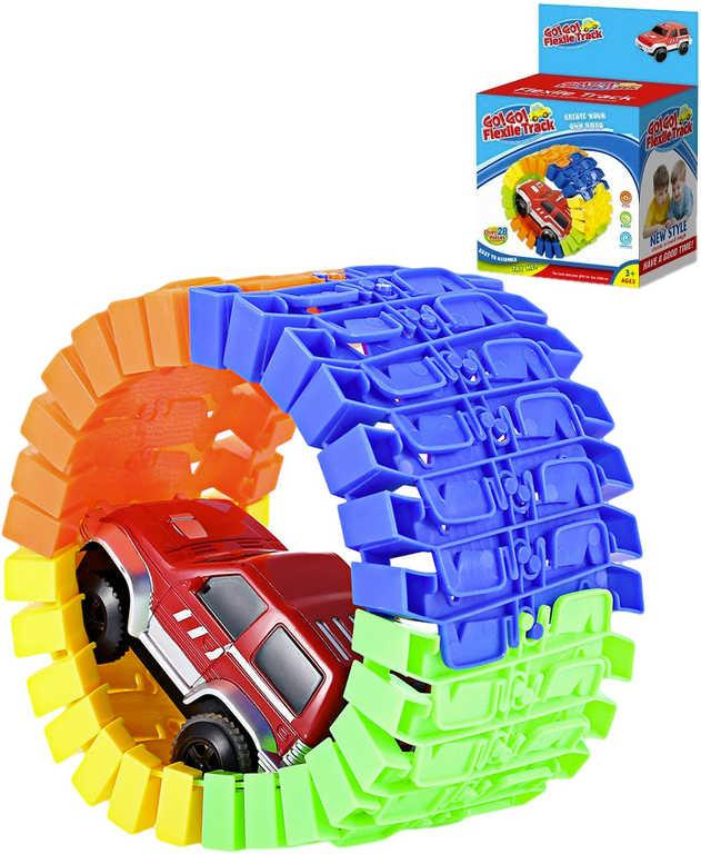 Autíčko na baterie set s variabilní dráhou 28 dílů plast v krabici