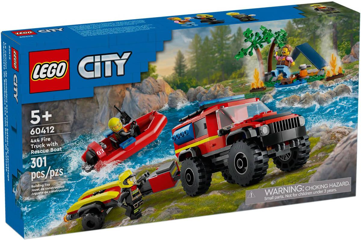 LEGO CITY Auto hasičský vůz 4x4 a záchranný člun 60412 STAVEBNICE