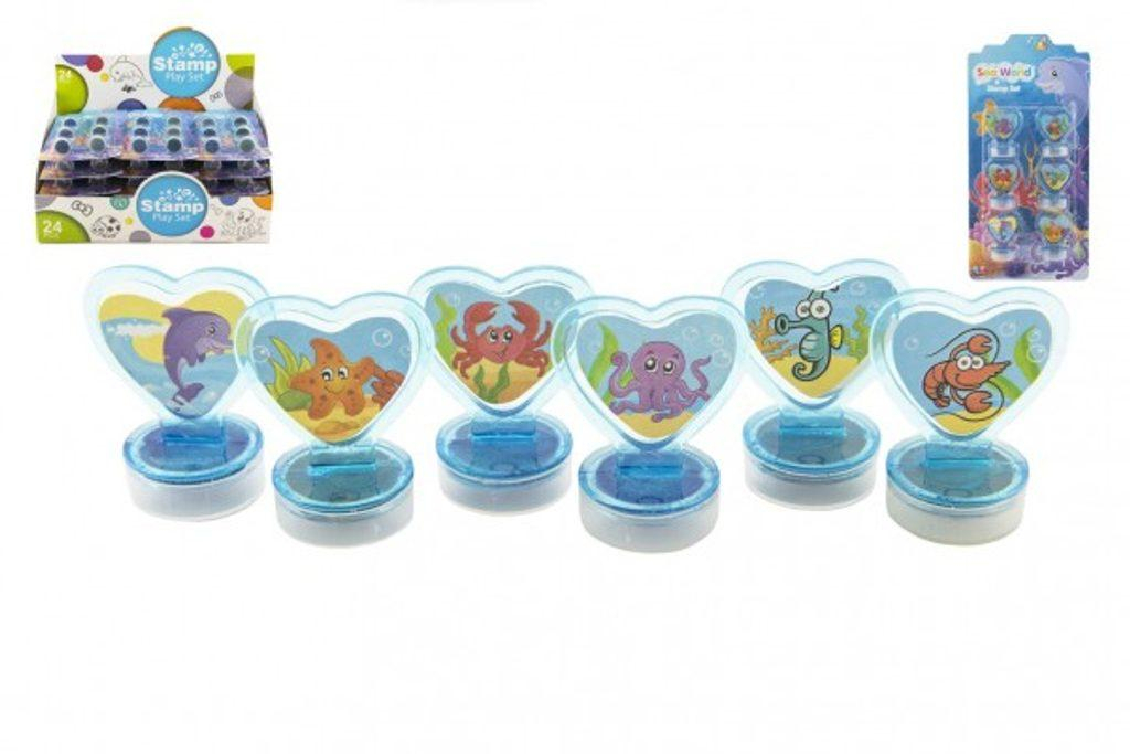 Razítka 6ks plast vodní svět na kartě 10,5x21x2cm 24ks v boxu