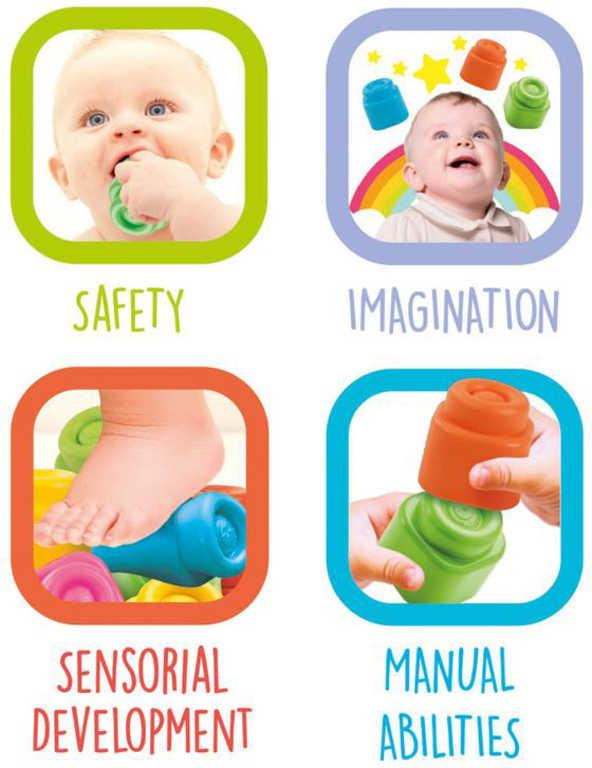 CLEMENTONI CLEMMY Baby kyblík pejsek set se soft kostkami pro miminko