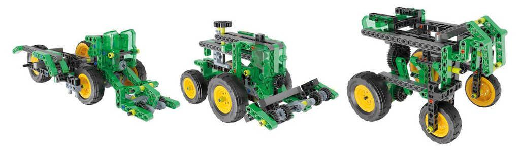 CLEMENTONI Mechanická laboratoř Farmářský traktor 200 dílků 10v1 STAVEBNICE