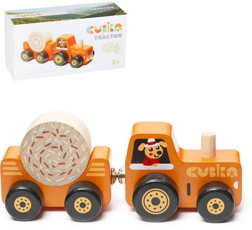 CUBIKA DŘEVO Magnetický set traktor s vlečkou a nákladem *DŘEVĚNÉ HRAČKY*
