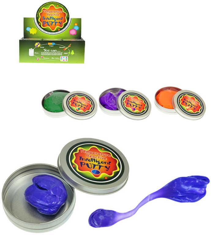 Chytrá hmota v plechovce barvu měnící inteligentní plastelína Intelligent Putty 4 barvy