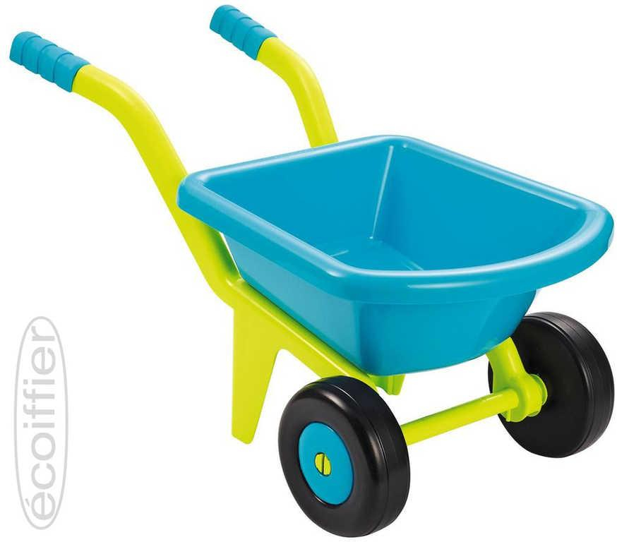 ECOIFFIER Baby kolečko zahradní 59cm 2 kola žlutomodré plast pro miminko