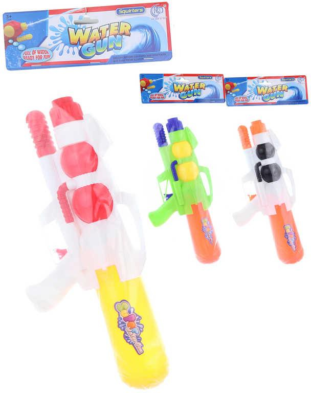 Pistole vodní 35cm se zásobníkem na vodu 3 barvy plast v sáčku