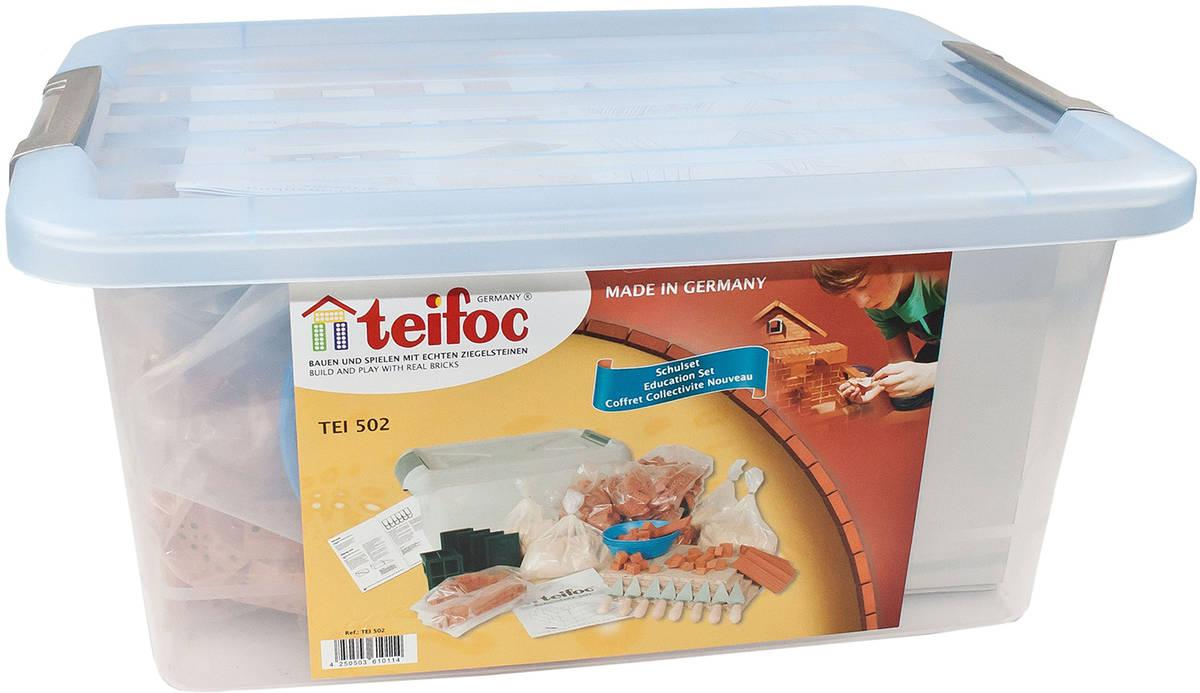 TEIFOC School set 320 dílků pálené cihličky s maltou v boxu 502 STAVEBNICE