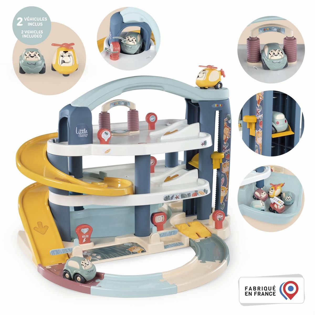 SMOBY Little Smoby Garáž velká herní set s autíčkem a helikoptérou 3 patra