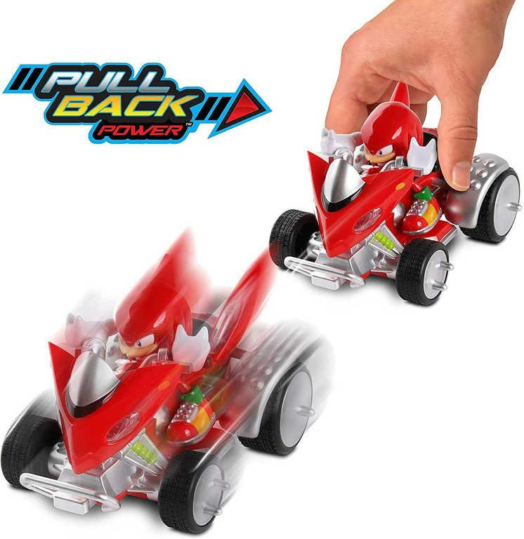 Závodní autíčko červené 14cm set s figurkou ježek Sonic zpětný chod plast