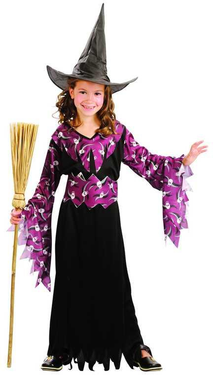 KARNEVAL Šaty Čarodějka vel. L (130-140cm) 8-10 let KOSTÝM