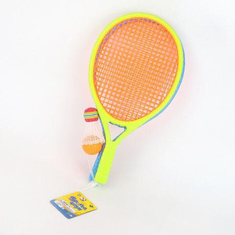 Set 2 rakety 42cm se 2 míčky na soft tenis a badminton 2v1 v síťce plast