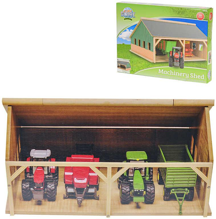 DŘEVO Farma garáž pro traktory 26x34x17cm otevírací střecha *DŘEVĚNÉ HRAČKY*