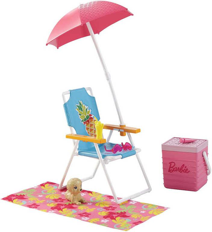 MATTEL BRB BARBIE Nábytek zahradní pro panenku set se zvířátkem a doplňky 3 druhy