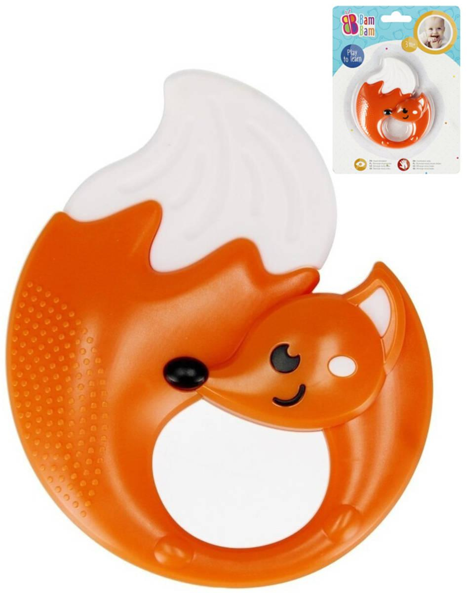 BAM BAM Baby chrastítko a kousátko liška pro miminko na kartě
