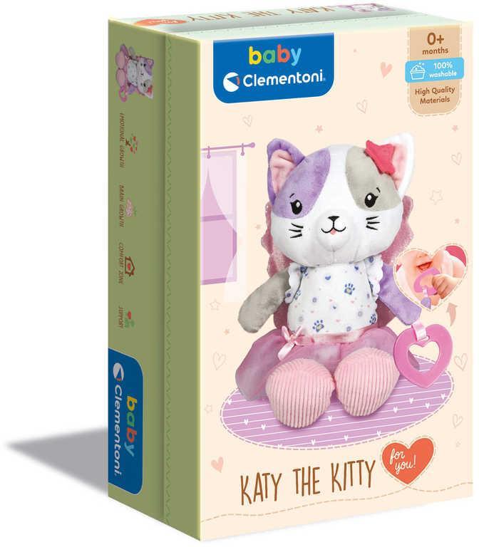CLEMENTONI PLYŠ Baby můj první kočička 28cm v dárkové krabici pro miminko