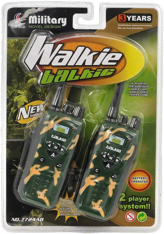 Vysílačky dětské vojenské plastové set 2ks na baterie Světlo na kartě