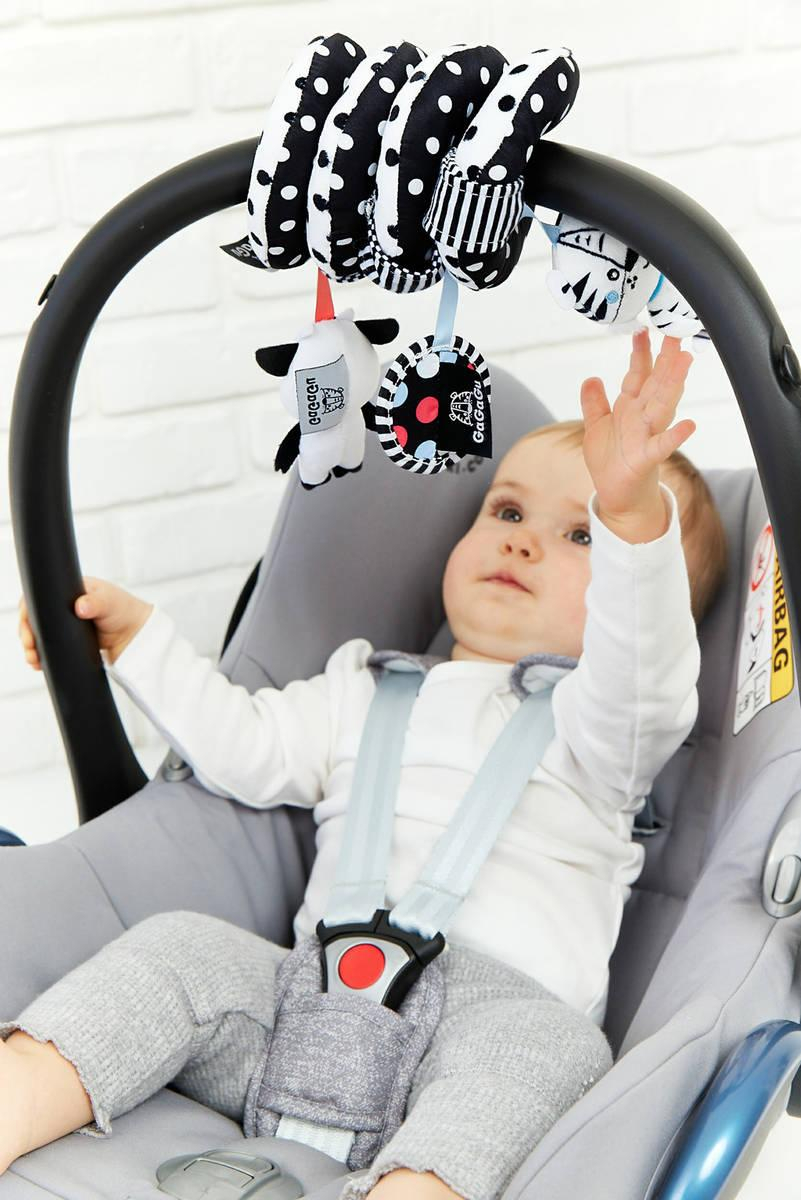 GaGaGu Baby závěsná spirála smyslová kontrastní se zvířátky pro miminko PLYŠ