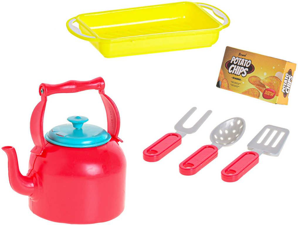 Nádobí dětské barevný kuchyňský set 13ks s nástroji plast v krabici