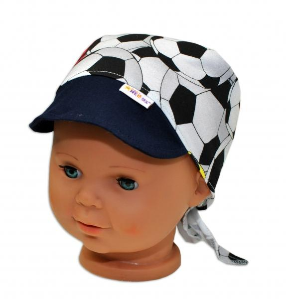 Baby Nellys Šátek na zavazování s kšiltem, vel. 46-48 - Fotbal - 46/48 čepičky obvod - 44-46 - Fotbal - 44/46 čepičky obvod