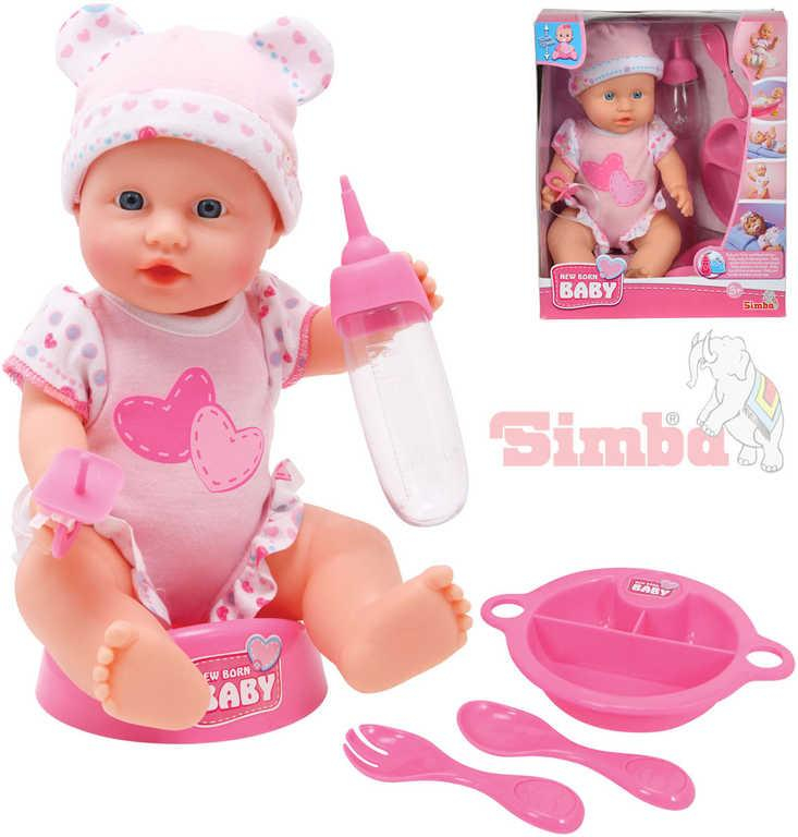 SIMBA New Born Baby panenka miminko holčička 30cm pije čůrá set s doplňky
