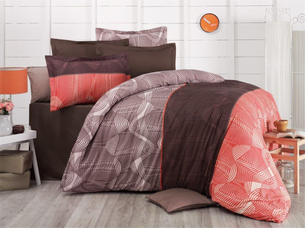 Prodloužené povlečení krep 140x220, 70x90cm Tango salmon, Výběr zapínání: - zipový uzávěr