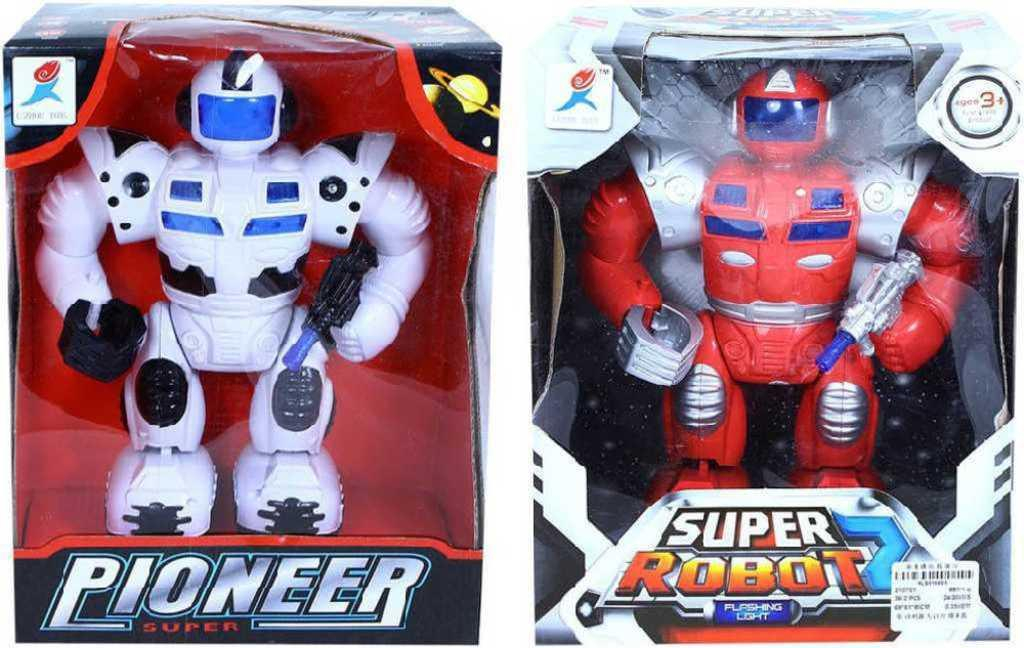Super robot plastový se světlem a zvukem na baterie 2 barvy