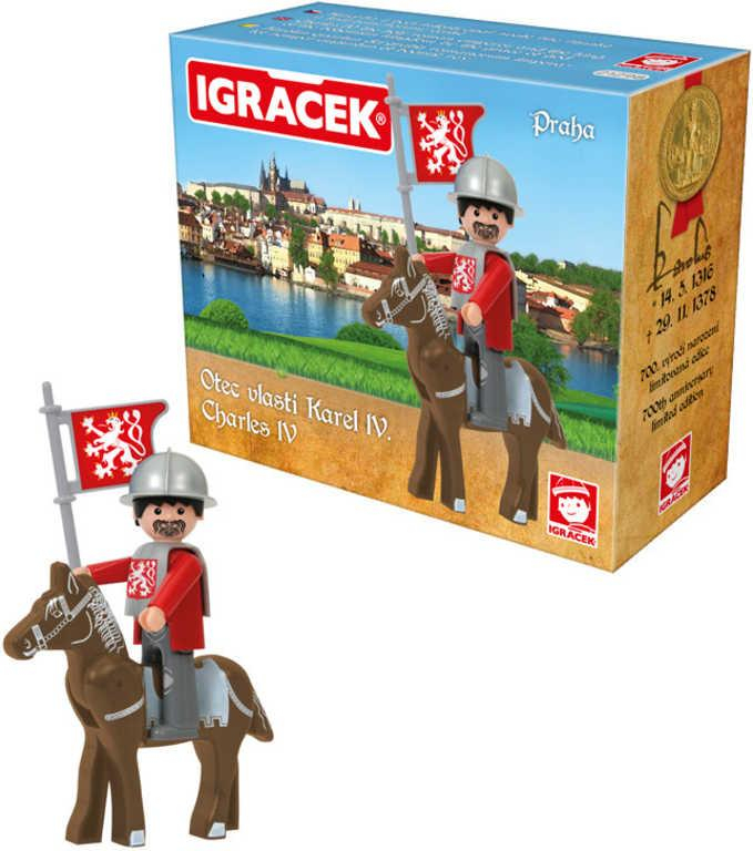 EFKO IGRÁČEK Karel IV. Praha set s koněm a doplňky v krabičce STAVEBNICE
