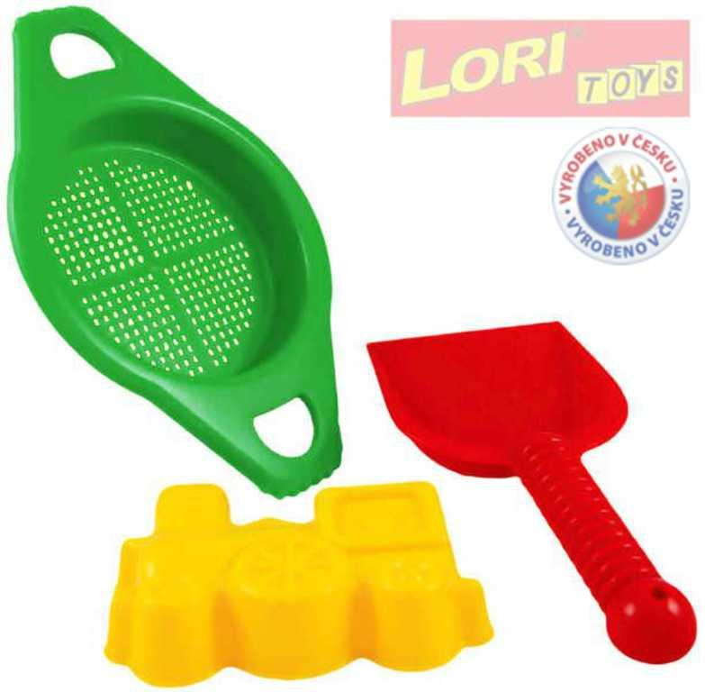 LORI 212 Sítko lopatka a bábovička plastový set na písek 2 druhy
