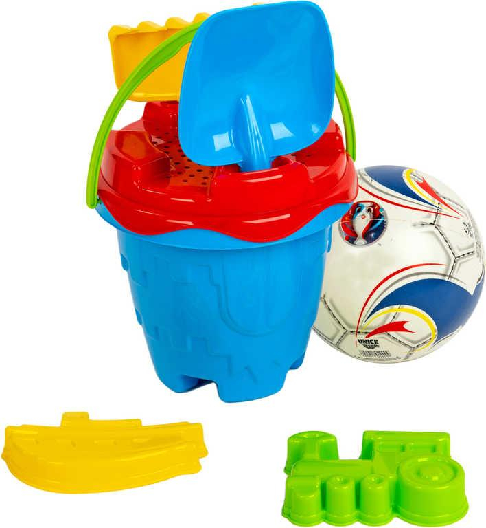 PL Sada na písek kyblík zámek set s míčem a nástroji plast
