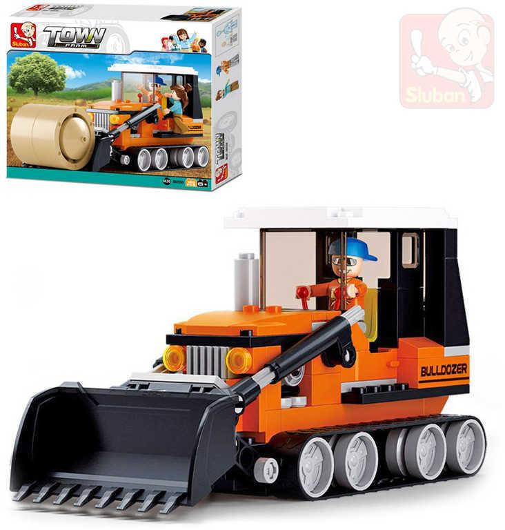 SLUBAN Stavebnice TOWN Kombajn (buldozer) set 165 dílků + figurka 2ks plast
