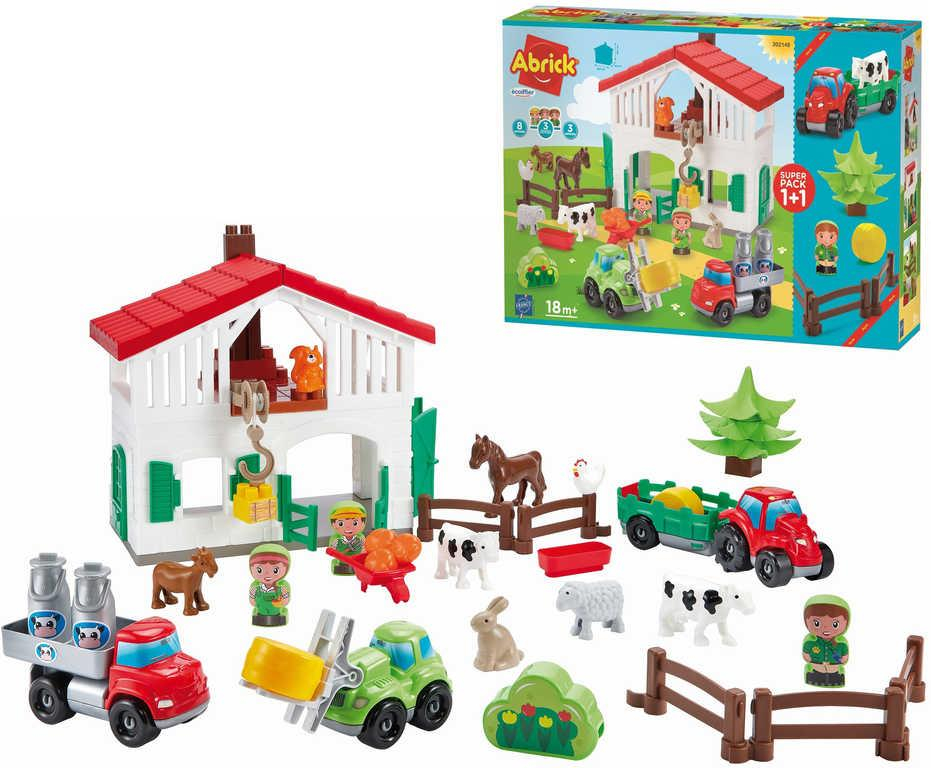 ECOIFFIER Abrick baby velká farma 2v1 herní set auta se zvířátky a figurkami