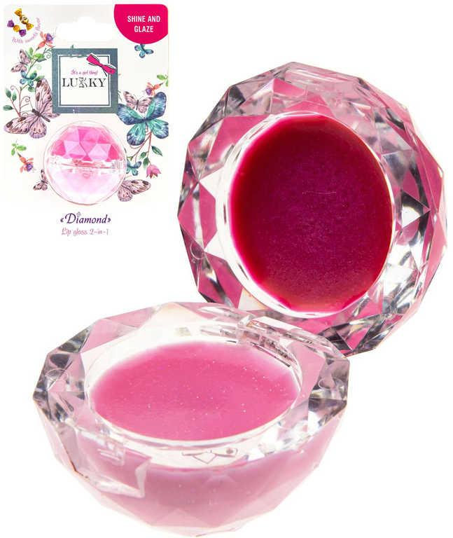LUKKY Lesk na rty dětský diamant 2v1 sladká příchuť 2x 5ml Fuchsiový na kartě