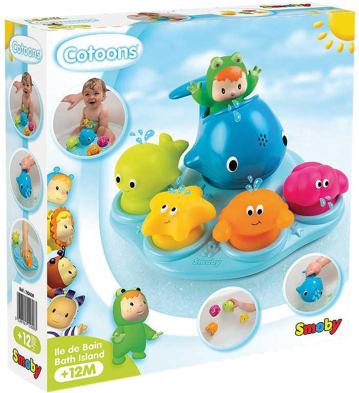 SMOBY Cotoons baby ostrov se stříkacími zvířátky s přísavkou do vany