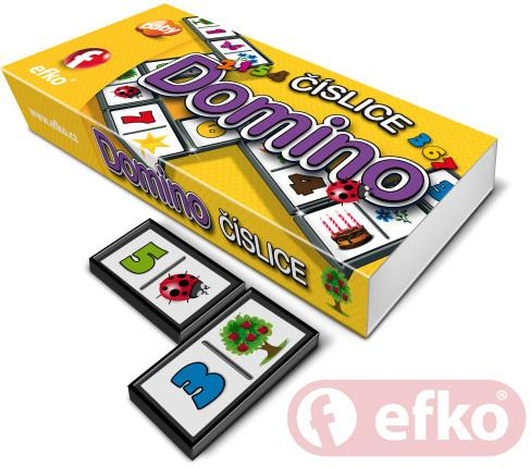 EFKO Hra Domino číslice obrázky a čísla 28 dílků pro malé děti v krabičce