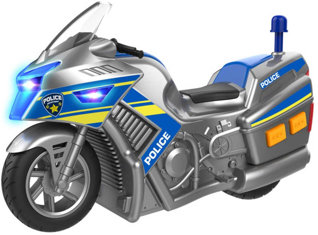 Teamsterz motorka policejní stříbrná na baterie Světlo Zvuk v krabici