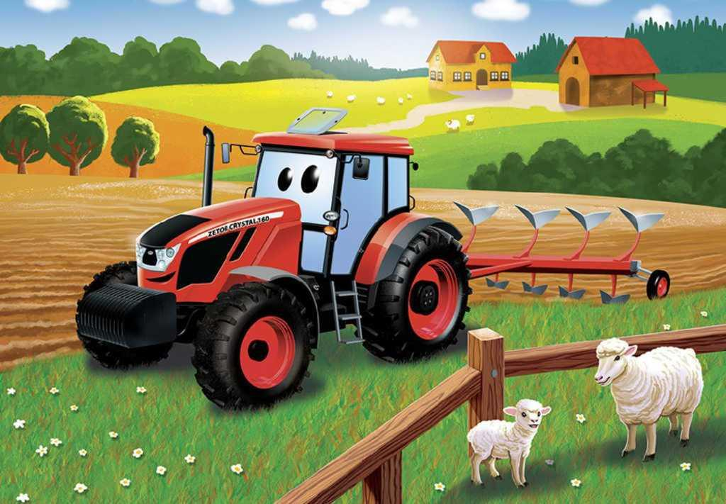 DINO Puzzle 24 dílků Traktor Zetor orba na poli 26x18cm skládačka v krabici