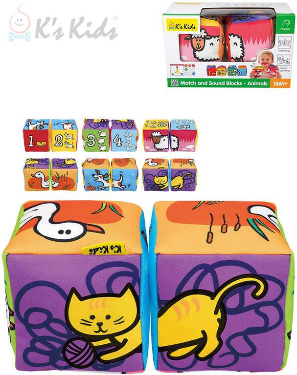 K´S KIDS Baby soft kostky textilní 2ks zvířátka počítání na baterie Zvuk