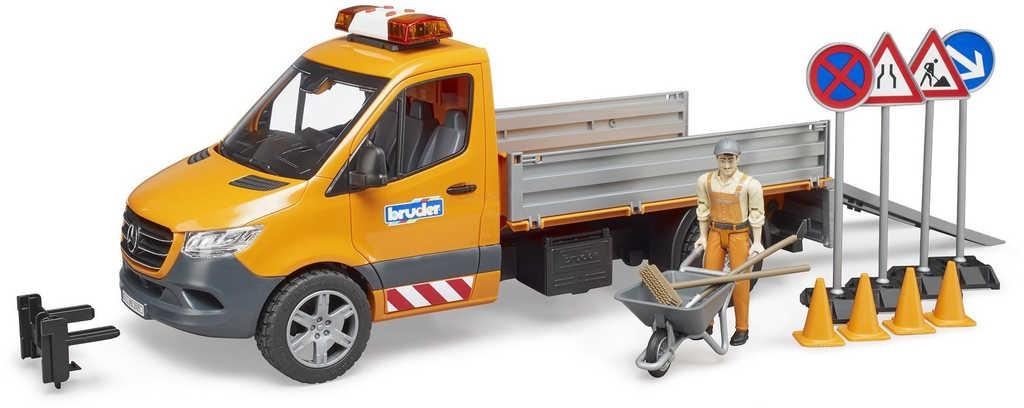 BRUDER 02677 Auto Mercedes Benz Sprinter silničáři s doplňky na baterie Světlo Zvuk