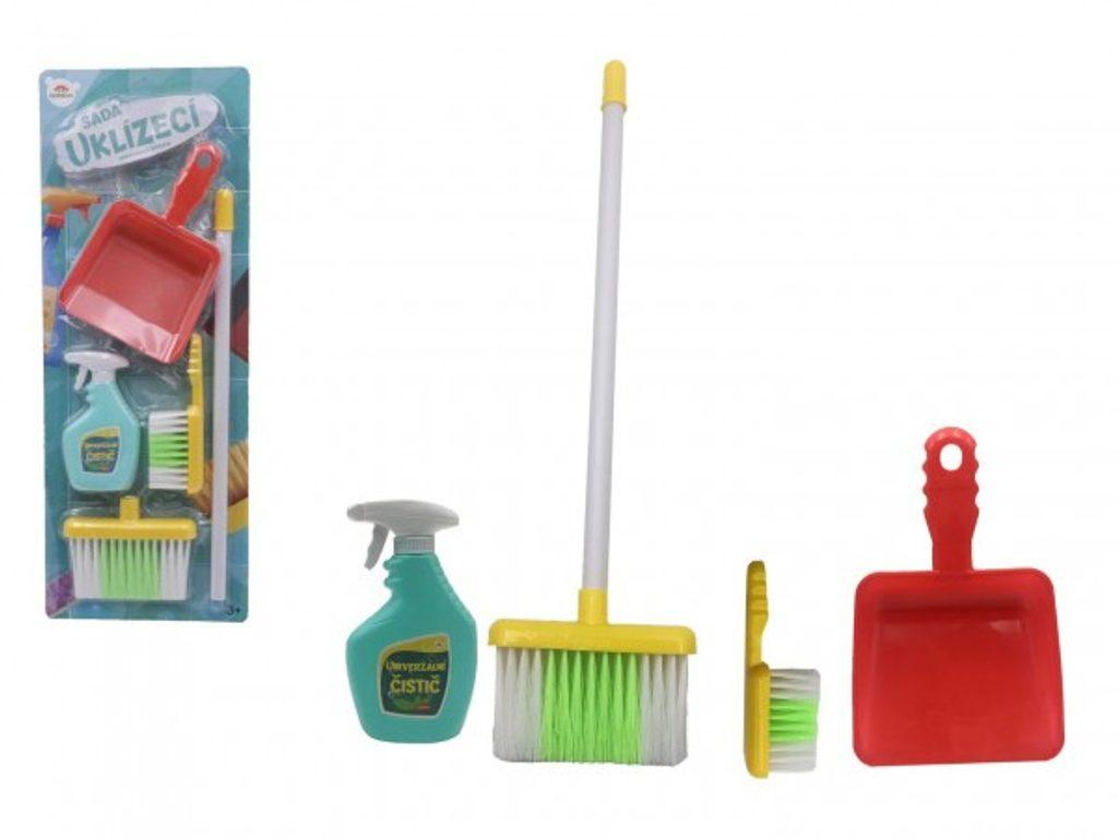 Uklízecí sada/uklízečka s doplňky plast 5ks na kartě 21,5x57,5x5cm